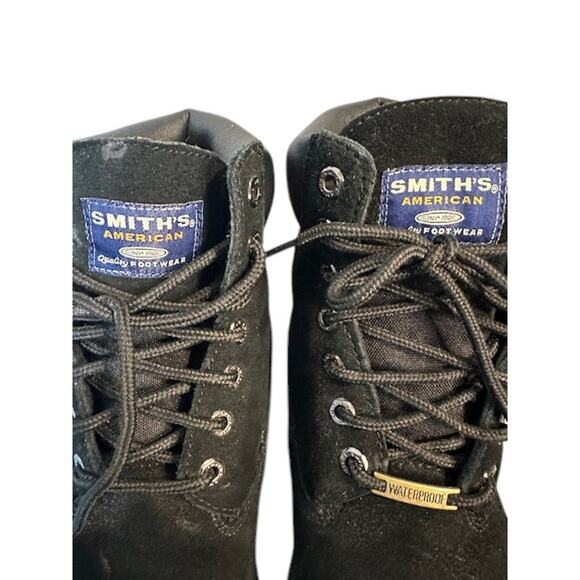 Smiths American Black Leather Monmouth Waterproof Lace Up Work Boots Men Sz 9 - Picture 7 of 13